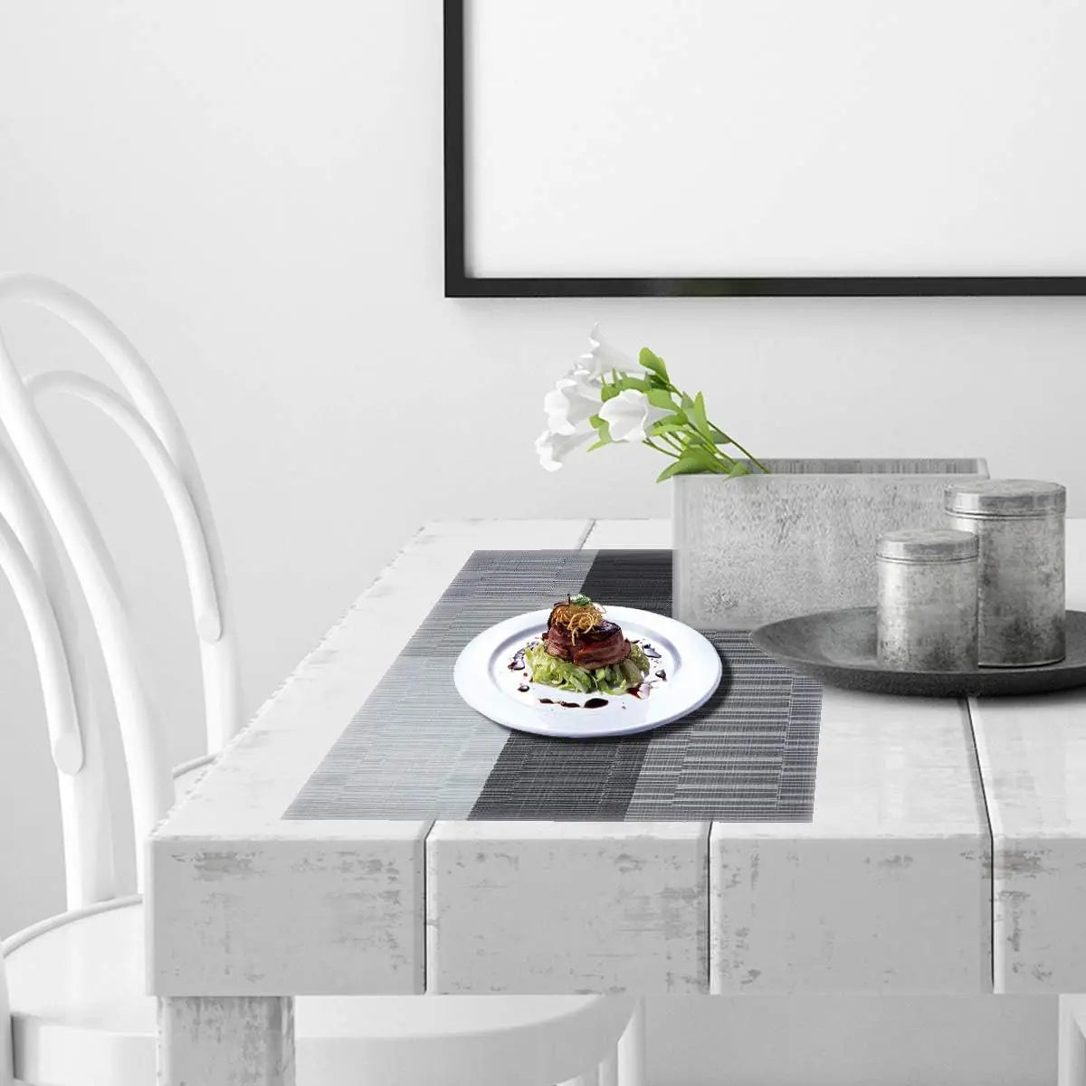 Placemats Set 4 Stuks PVC 30x45cm Bruin Zwart Hittebestendig Wasbaar Eettafel Tafelmat Geweven Antislip