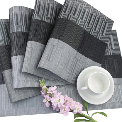 Placemats Set 4 Stuks PVC 30x45cm Bruin Zwart Hittebestendig Wasbaar Eettafel Tafelmat Geweven Antislip