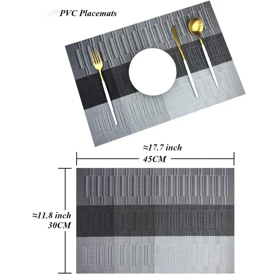 Placemats Set 4 Stuks PVC 30x45cm Bruin Zwart Hittebestendig Wasbaar Eettafel Tafelmat Geweven Antislip