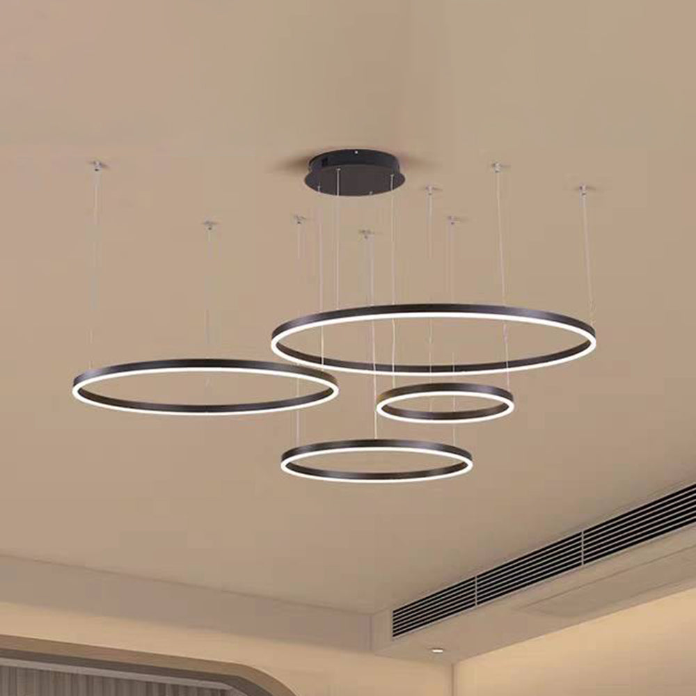 Hanglamp Ring Led Rond Metaal Zwart Goud Koffie Dimbaar Woonkamer Slaapkamer Eetkamer