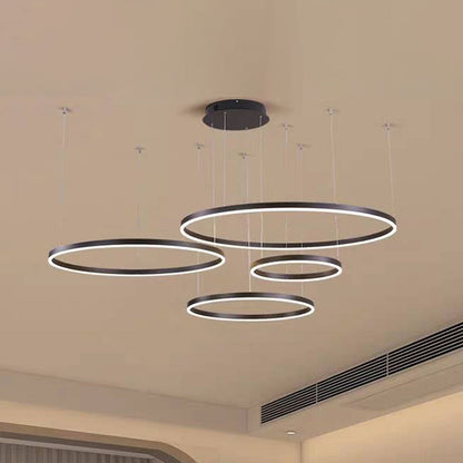 Hanglamp Ring Led Rond Metaal Zwart Goud Koffie Dimbaar Woonkamer Slaapkamer Eetkamer