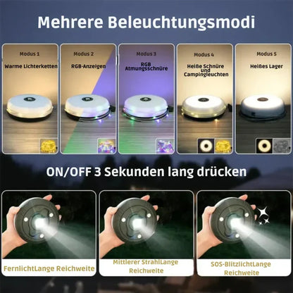 4-in-1 Campinglamp LED RGB Lichtslinger 10m 2000mAh Powerbank IPX4 Tentlamp Zaklamp Buitenlamp Festival Tuin Oplaadbaar