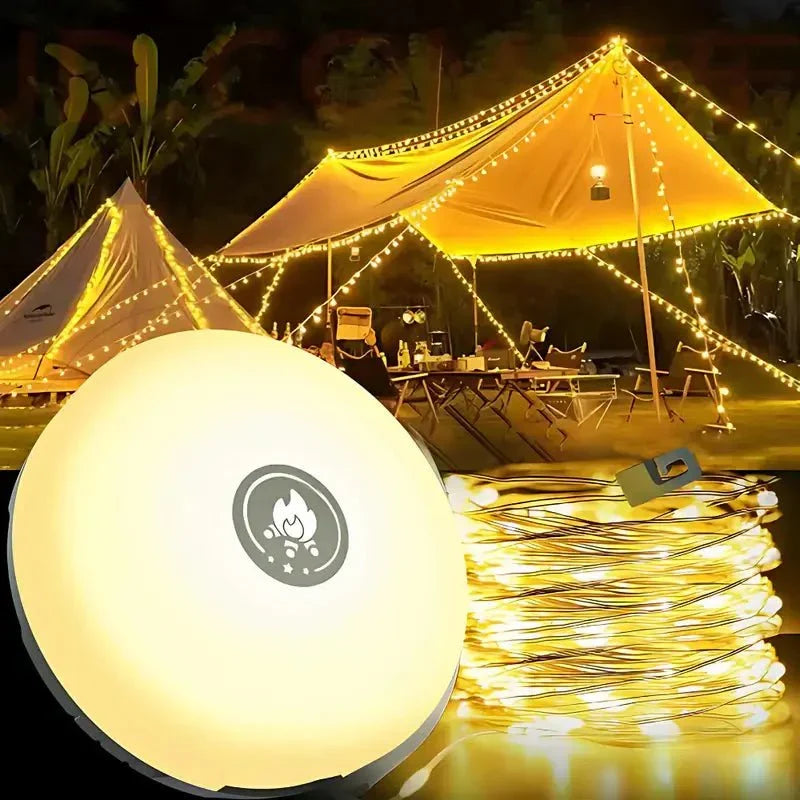 Campinglamp met Oprolbare Lichtsnoer | 4-in-1 Tentlamp & Sfeerverlichting voor Kamperen
