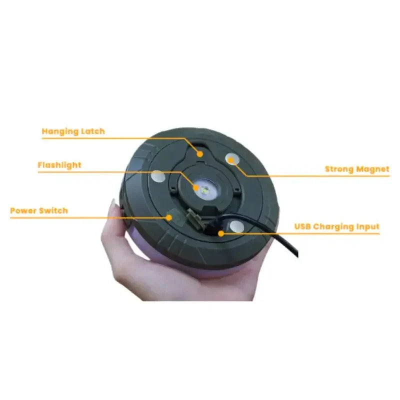 Campinglamp met Oprolbare Lichtsnoer | 4-in-1 Tentlamp & Sfeerverlichting voor Kamperen