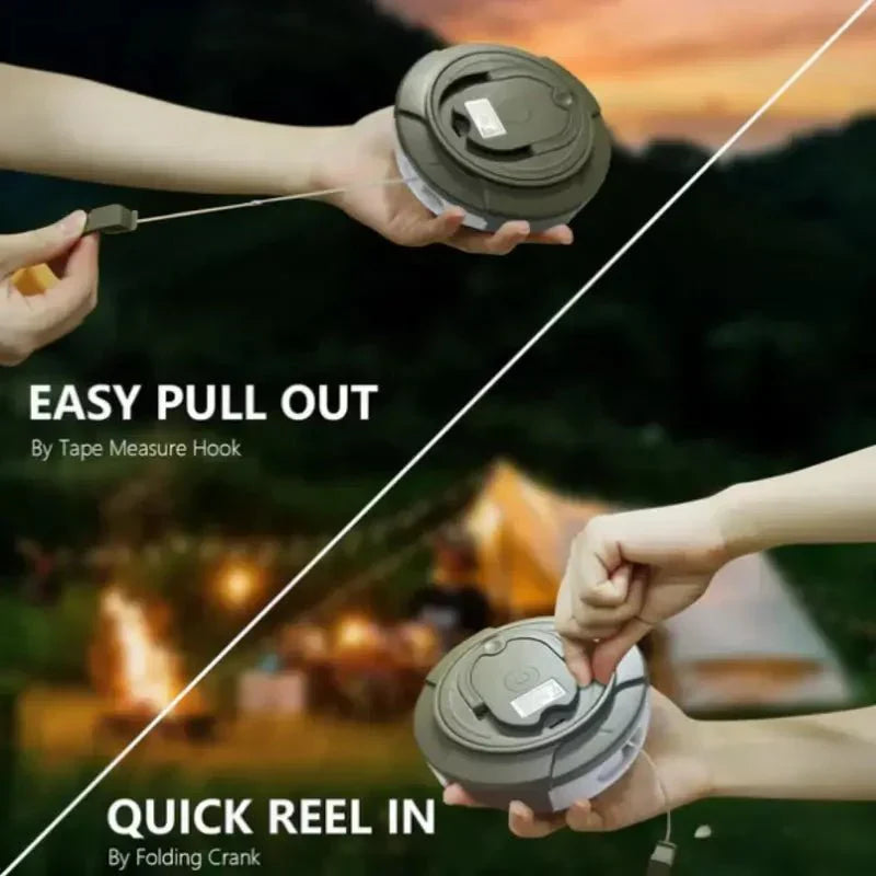 Campinglamp met Oprolbare Lichtsnoer | 4-in-1 Tentlamp & Sfeerverlichting voor Kamperen