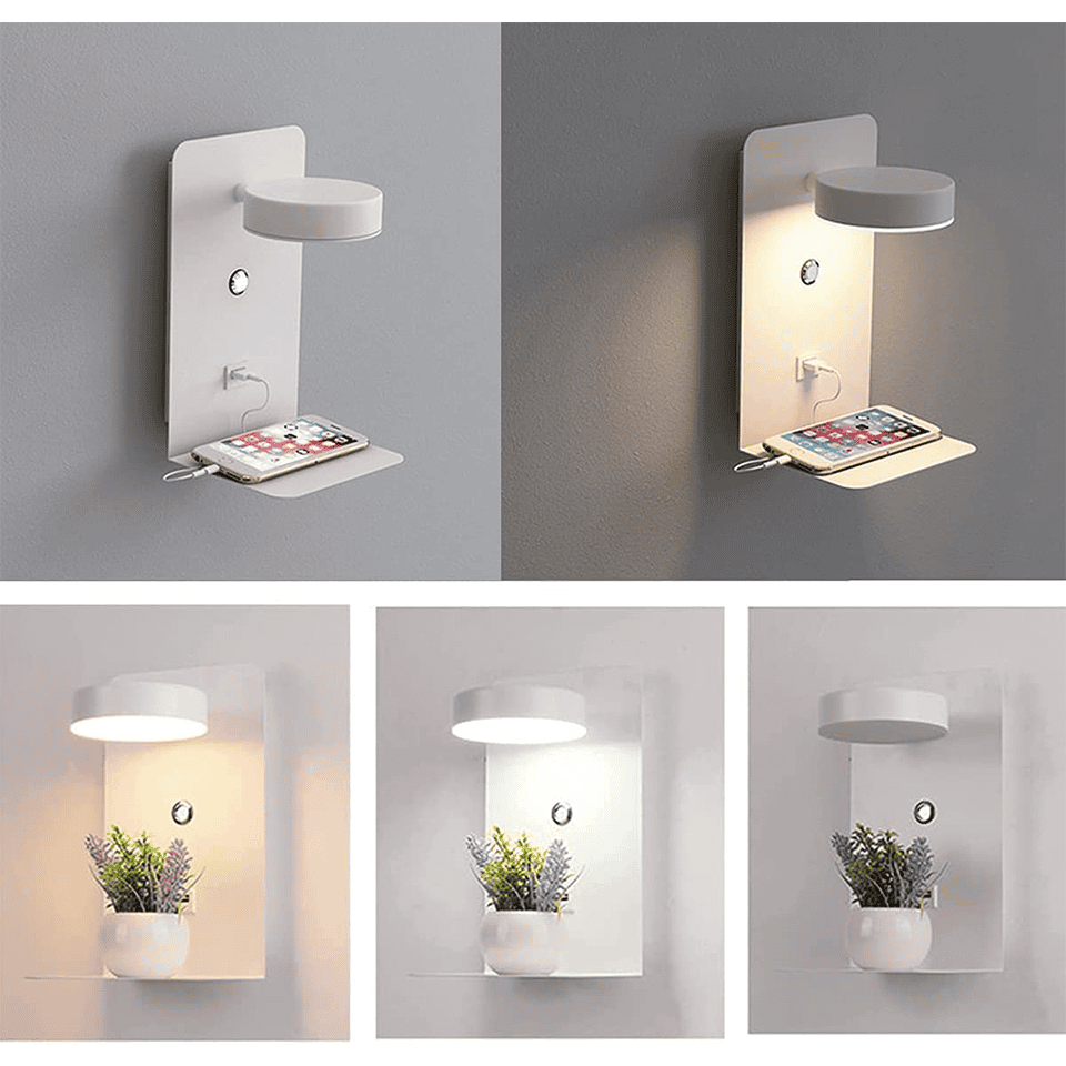 Moderne Wandlamp Met Oplaadplateau En USB Aansluiting Voor Slaapkamer Bedwand Verlichting Met Warme Sfeergloed