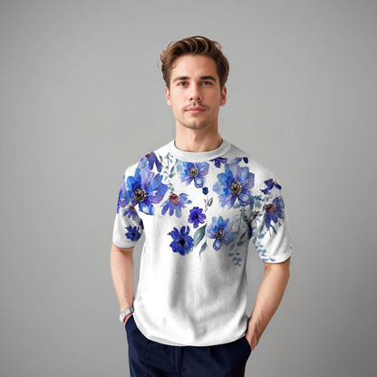 Heren Shirt Korte Mouwen Florale Zomerstijl