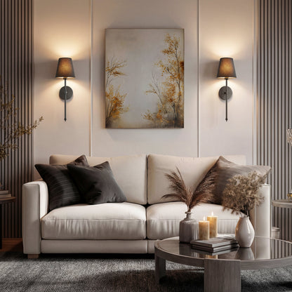 Wandlamp Goud Zwarte Kap Set 2 Draadloos Afstandsbediening Dimbaar RGB Slaapkamer Woonkamer