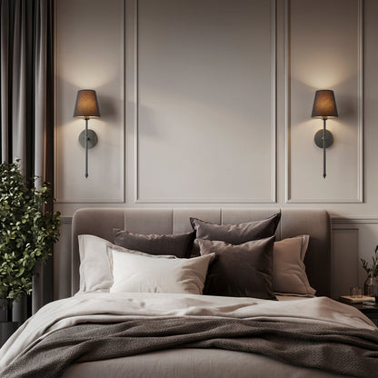 Wandlamp Goud Zwarte Kap Set 2 Draadloos Afstandsbediening Dimbaar RGB Slaapkamer Woonkamer