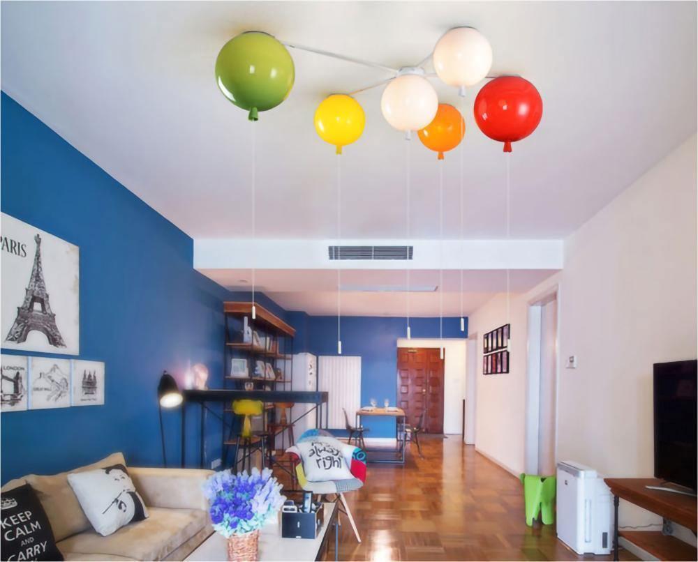 Ballonlamp Plafondlamp Plastic Wit Blauw Roze Oranje Kinderkamer Woonkamer Ø25 Ø30 Ø35cm Hanglamp Speels Trekkoordje