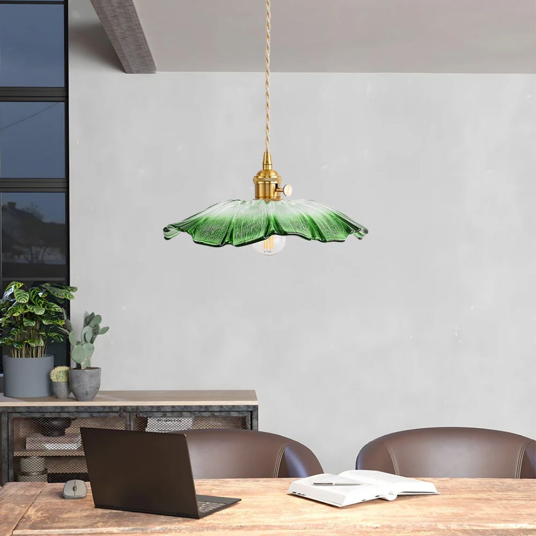 Sansoti | Cullivan Bloemvormige Hanglamp – Glazen Hanglamp met Gouden Fitting voor Woonkamer & Eetkamer