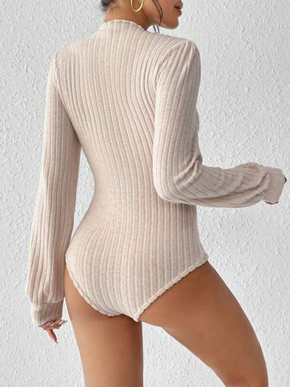 Dames Top met Pofmouwen en Geribde Fit