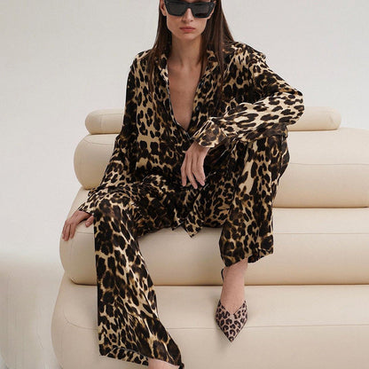 Dames Pyjama Set Zacht met Panterprint Tweedelig