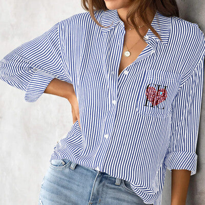Dames Blouse Gestreept Elegante Kleding voor Werk