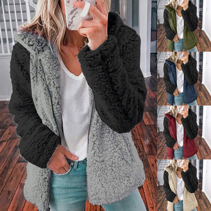 Dames Fleece Vest Zacht met Kap en Contrasterende Mouwen