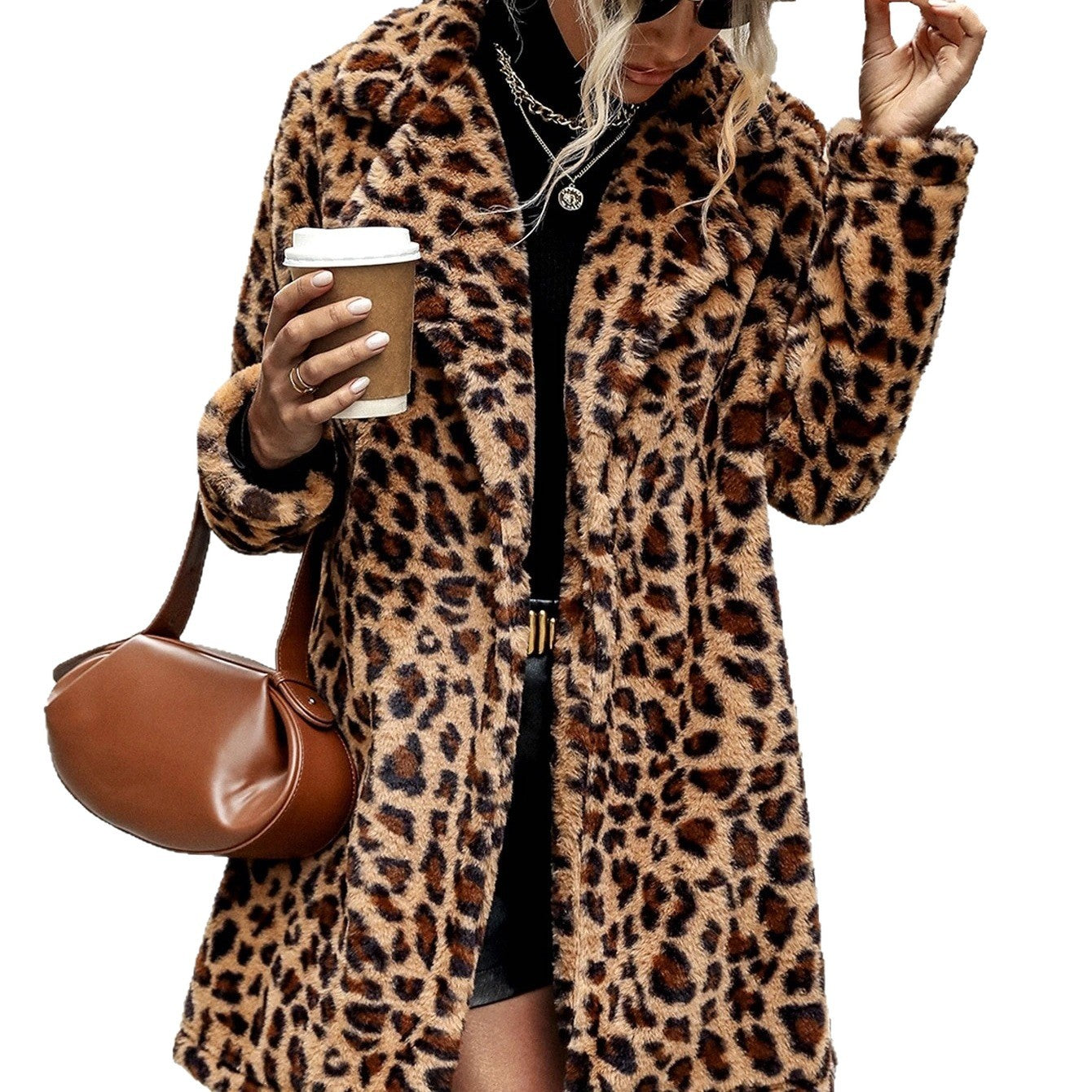 Dames Jas Faux Fur Leopard Print Trendy en Stijlvolle Jas