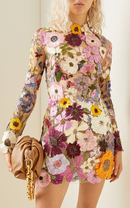 Vrouwenjurk Bloemprint Zomerjurk met 3D Bloemen - StudioMarella