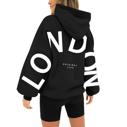 Dames Hoodie London Print Zacht en Comfortabel