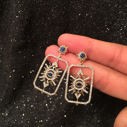 Dames Oorbellen Geometrisch met Oog Details → Dames Oorbellen Geometrisch met Ogen Zilver