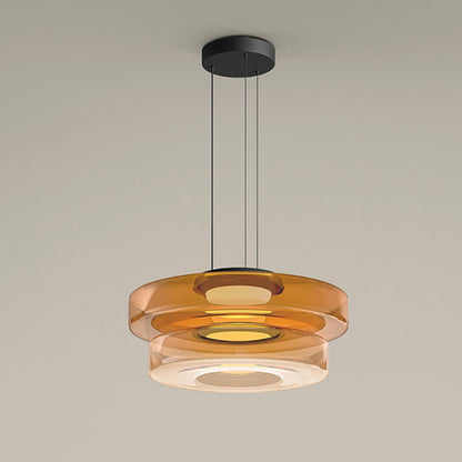 Hanglamp Glas Bauhaus Stijl LED 12W Rookgrijs Groen Amber 1-2-3 Lagen Woonkamer Keuken