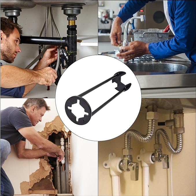 Multifunctionele Kraansleutel voor Moeilijk Bereikbare Plaatsen | Extra Lang Gereedschap voor Kranen & Douches | 360° Draaibaar Loodgieterswerktuig | Montage Installatie Keukenkraan Badkamer
