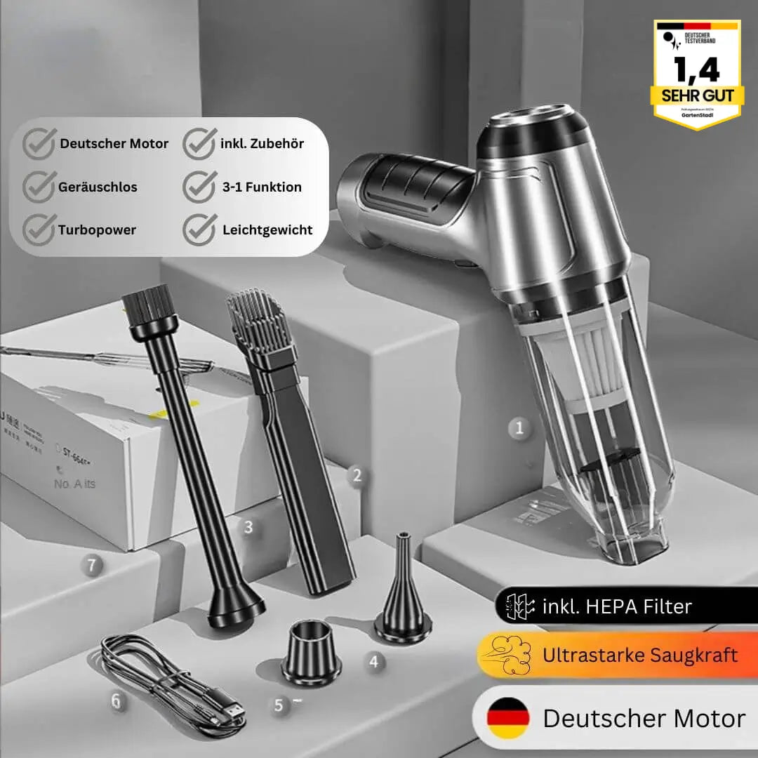 Draadloze Handstofzuiger met 2-in-1 Zuig- en Blaasfunctie – Compacte Huishoudstofzuiger met HEPA-Filter en Geluidsreductie