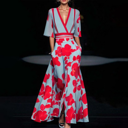Dames Klassieke Jurk Bloemenprint Elegant