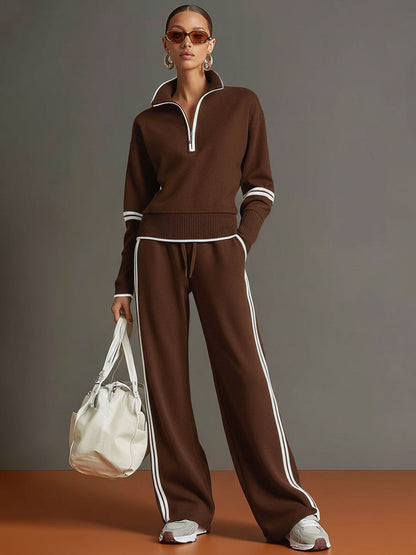 Dames Sportset met Rits Sweater en Wijde Joggingbroek