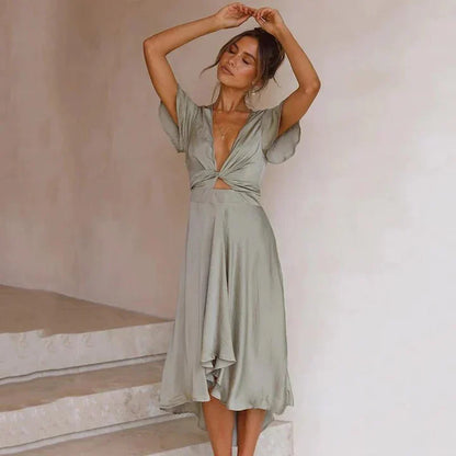 Lange Zomerjurk Vloeiende Vintage Stijl