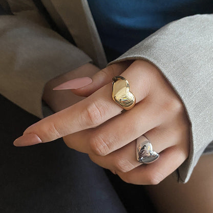 Dames Ring Hartvormig met Lelie Minimalistisch Zilver