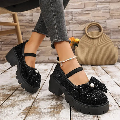 Dames Loafers Elegante Parel Strik Laarzen Stijlvol