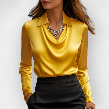 Dames Blouse V-Hals Satijnen Look Trendy