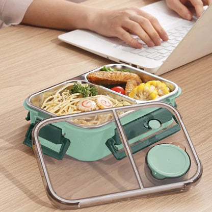 Geïsoleerde Warmhoudcontainer voor Warme Maaltijden – Lekvrij Deksel – Compacte Lunchbox – 2 of 3 Vakken – Roestvrij Staal Thermosblik