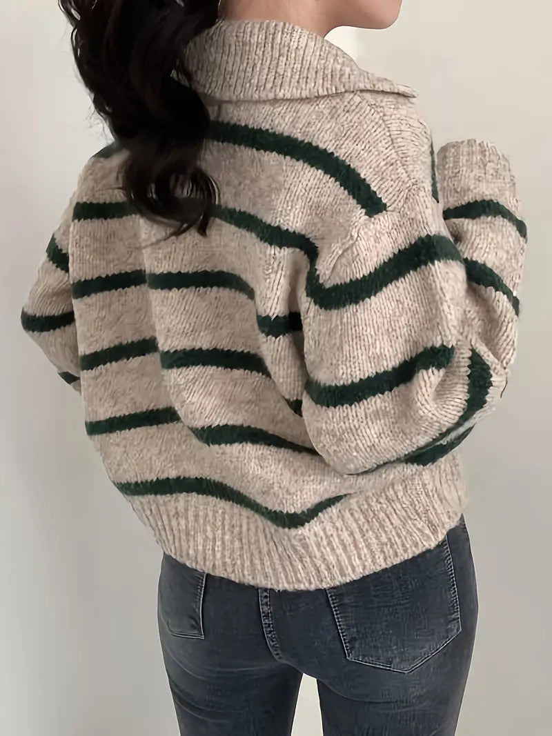 Streepjes Trui V-Hals Casual Stijl
