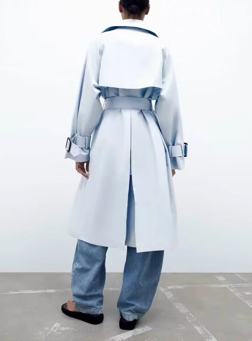Dames Trenchcoat Lange Voorjaarsjas met Ceintuur Trendy Look