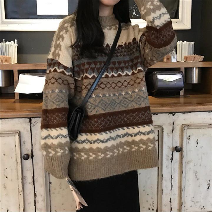 Dames Trui Gebreid Warm Aztec Patroon