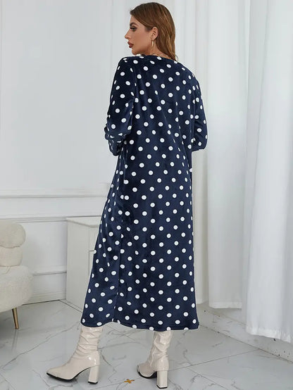 Dalmatiër Jurk Midi Lengte Geprint Cardigan Stijl