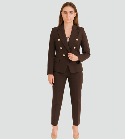 Dames Blazer Ceremonieel Kort Dubbel Knopen Jas