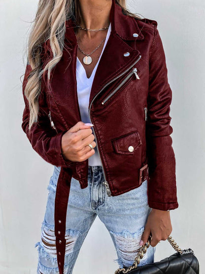 Dames Lederen Jas PU Stijlvol Biker Model
