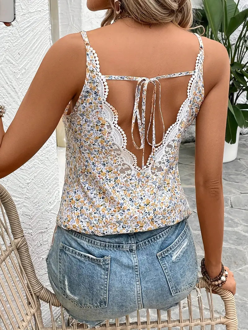 Vrouwelijke Bloes Top met Strik en Bloemenprint
