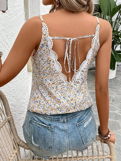 Vrouwelijke Bloes Top met Strik en Bloemenprint