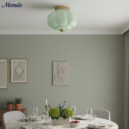 Retro Plafondlamp met Melkglazen Kap – Verfijnde Semi-Flush Mount Verlichting voor Moderne Interieurs