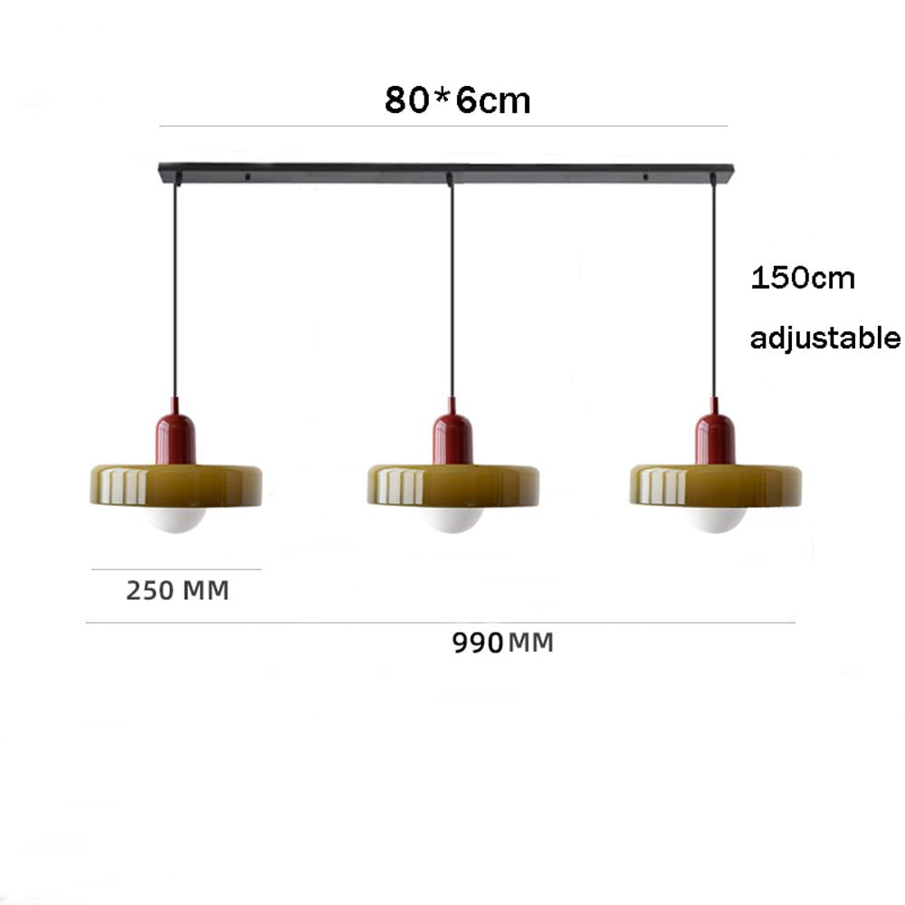 Luccon Triple Hanglamp Glas G9 Retro Kleuren Eettafel Woonkamer Design Verlichting Meerlamp