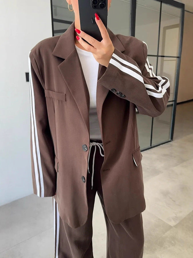 Dames Lounge Set Zachte Wijd Broek en Blazer Comfortabel