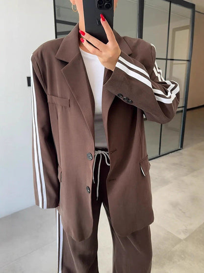 Dames Lounge Set Zachte Wijd Broek en Blazer Comfortabel