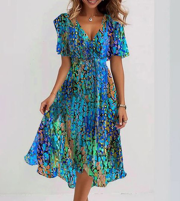 Midi Jurk Korte Mouwen Zomerjurk