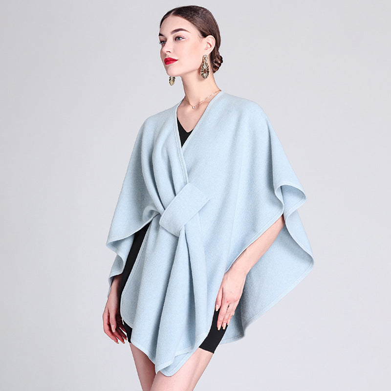Dames Poncho Met Riem en Elegant Design