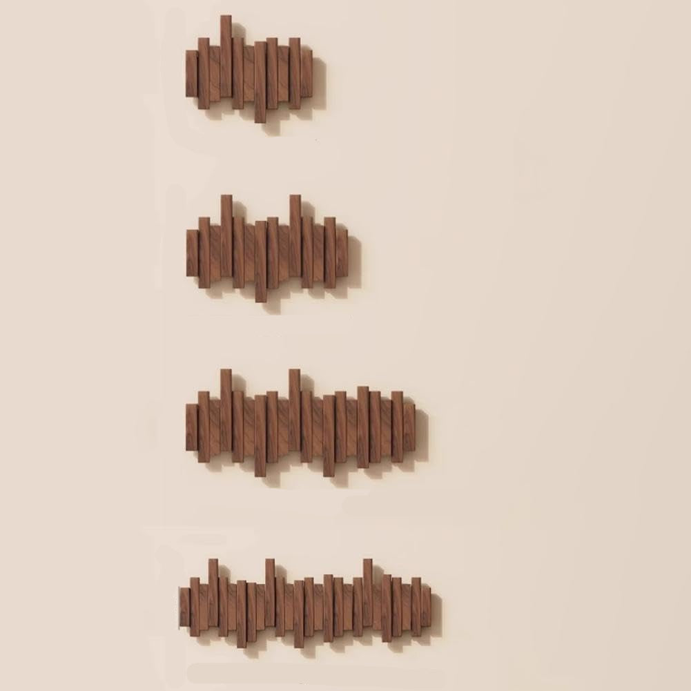 Wandkapstok met Magnetische Opvouwhaken - Scandinavisch Design - 4 tot 10 Haken - Modern Essenhout of Walnoot - Ruimtebesparend Hallway Organizer - Sleutellochophanging
