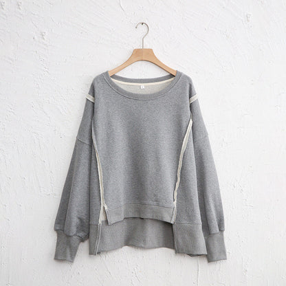Dames Sweater Warme Losse Trui met Rauwe Boorden