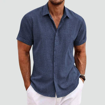 Heren Linnen Overhemd Kort Mouwen Zomerse Kleding - StudioMarella